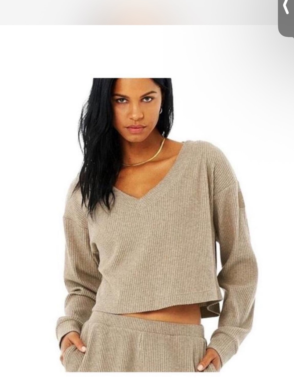 ALO Yoga Muse V-Neck Ribbed Cropped Sweater